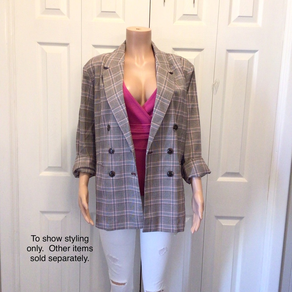 Cato Womens Double Breasted Plaid Sportswear Suit Blazer Jacket Size XL